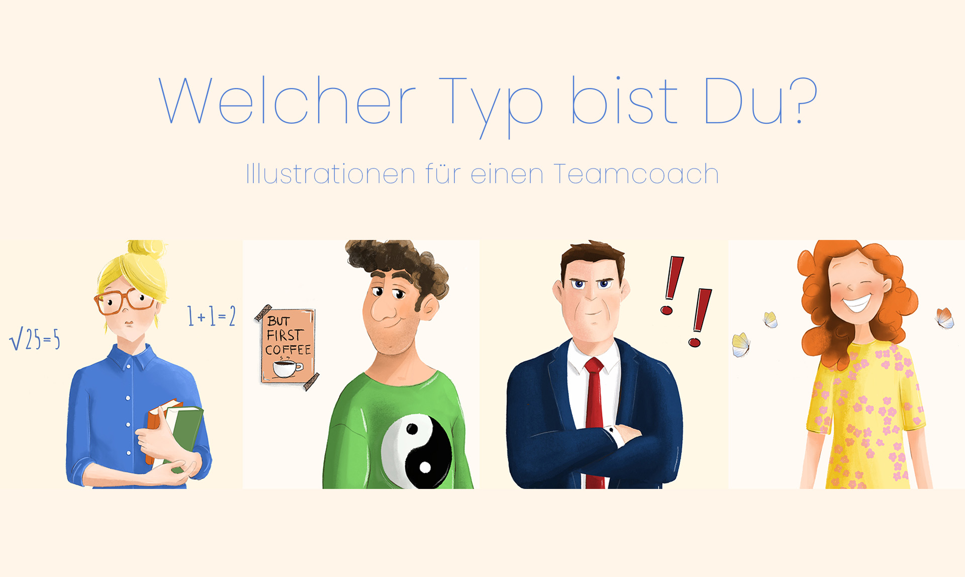 teamcoaching illustrationen typen