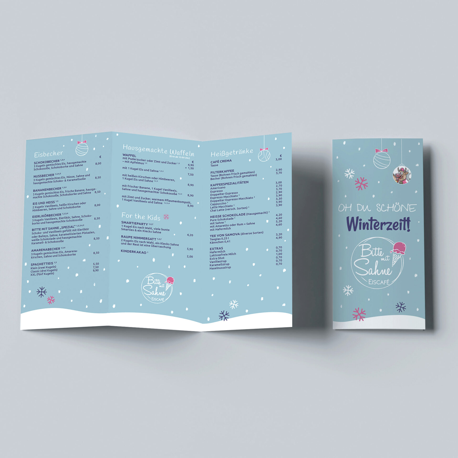 grafikdesign Speisekarte Eisdiele Hamburg bitte mit Sahne